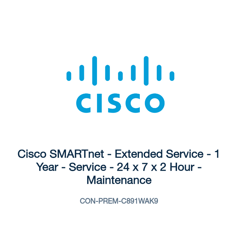 CON-PREM-C891WAK9: Cisco SMARTnet - Extended Service - 1 Year - Service - 24 x 7 x 2 Hour