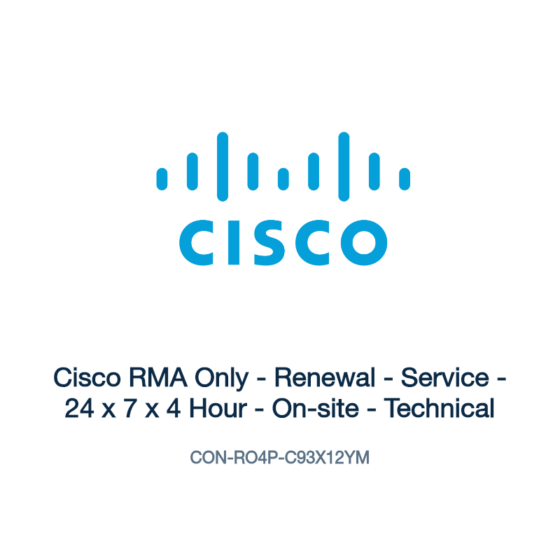 CON-RO4P-C93X12YM: Cisco RMA Only - Renewal - Service - 24 x 7 x 4 Hour - On-site -
