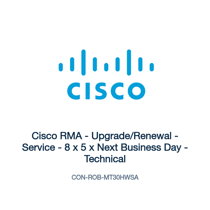 CON-ROB-MT30HWSA: Cisco RMA - Upgrade/Renewal - Service - 8 x 5 x Next Business Day -