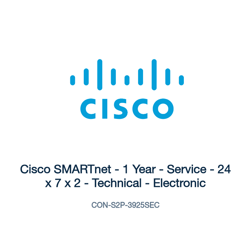 CON-S2P-3925SEC: Cisco SMARTnet - 1 Year - Service - 24 x 7 x 2 - Technical -