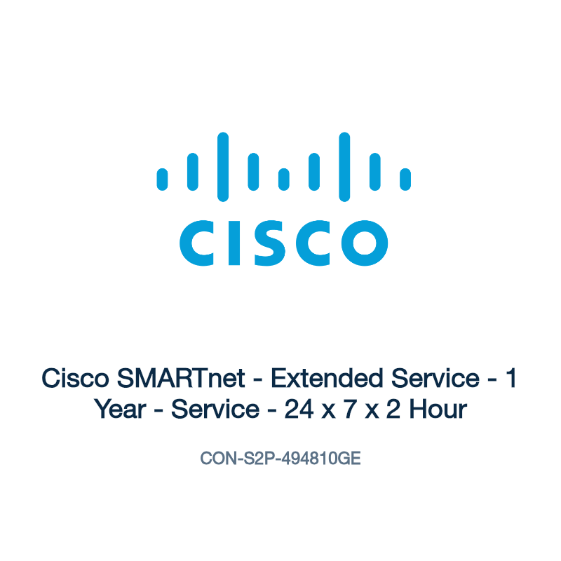CON-S2P-494810GE: Cisco SMARTnet - Extended Service - 1 Year - Service - 24 x 7 x 2 Hour