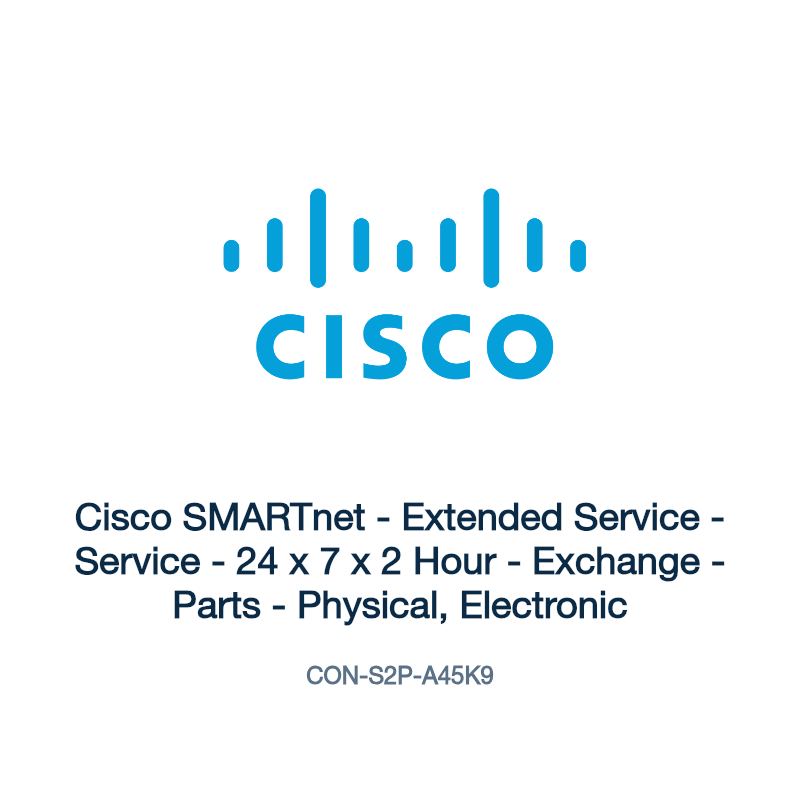 CON-S2P-A45K9: Cisco SMARTnet - Extended Service - Service - 24 x 7 x 2 Hour -