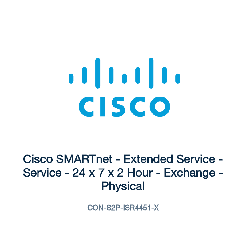 CON-S2P-ISR4451-X: Cisco SMARTnet - Extended Service - Service - 24 x 7 x 2 Hour -