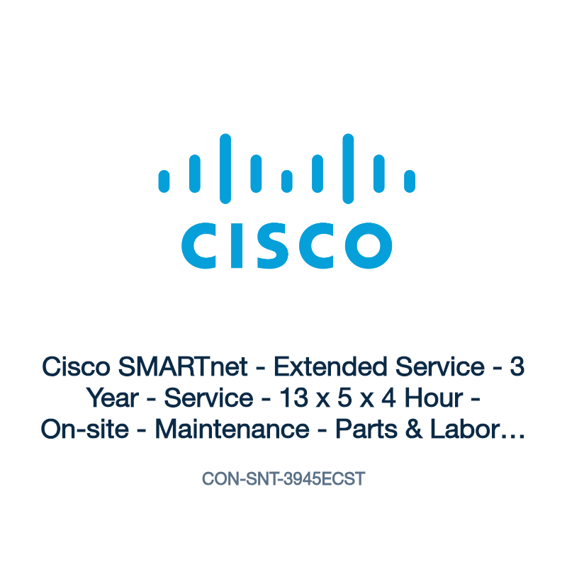 CON-SNT-3945ECST: Cisco SMARTnet - Extended Service - 3 Year - Service - 13 x 5 x 4 Hour
