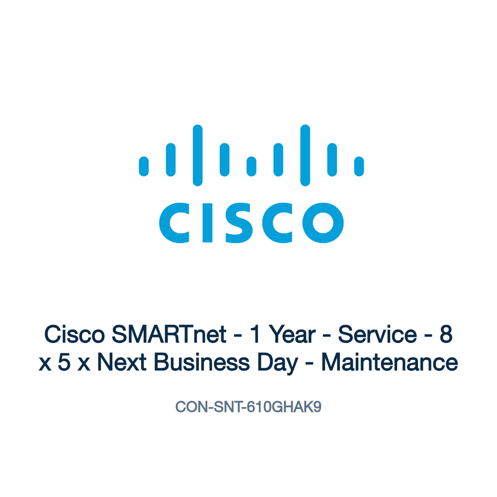 CON-SNT-610GHAK9: Cisco SMARTnet - 1 Year - Service - 8 x 5 x Next Business Day -