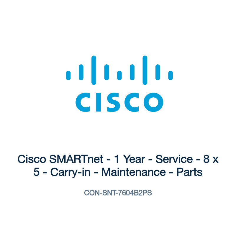 CON-SNT-7604B2PS: Cisco SMARTnet - 1 Year - Service - 8 x 5 - Carry-in - Maintenance -