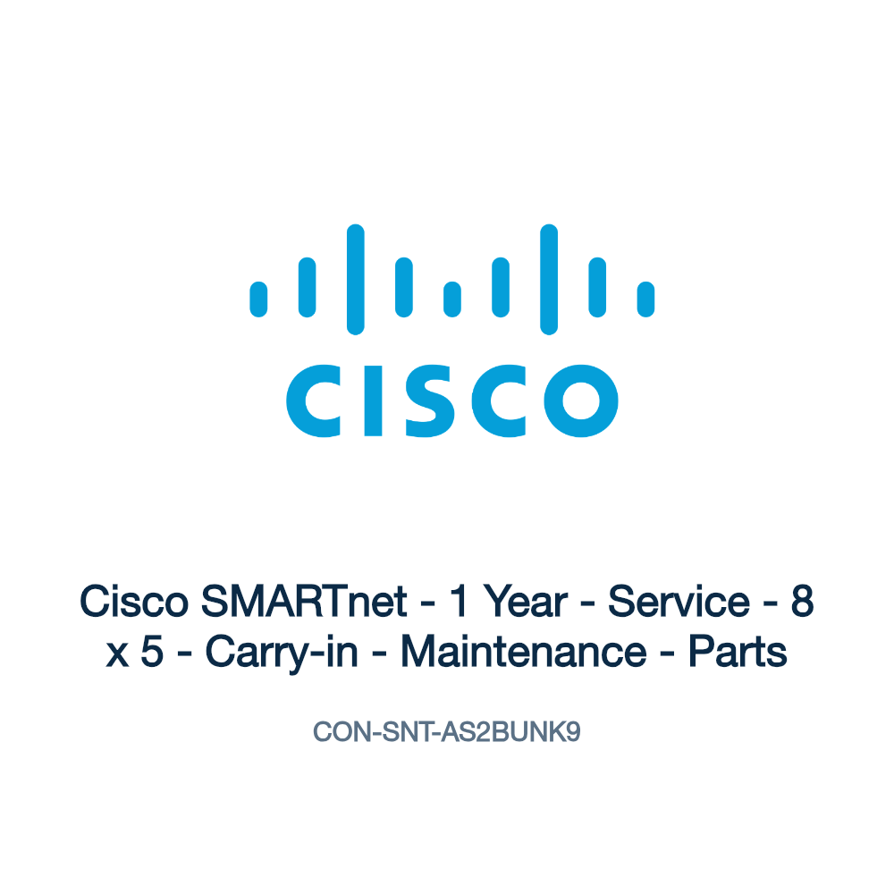 CON-SNT-AS2BUNK9: Cisco SMARTnet - 1 Year - Service - 8 x 5 - Carry-in - Maintenance -