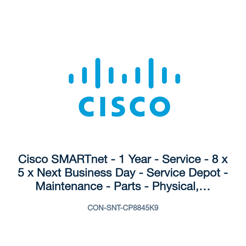CON-SNT-CP8845K9: Cisco SMARTnet - 1 Year - Service - 8 x 5 x Next Business Day -