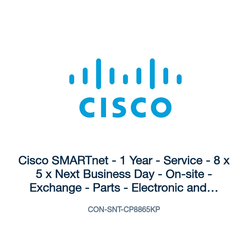 CON-SNT-CP8865KP: Cisco SMARTnet - 1 Year - Service - 8 x 5 x Next Business Day -