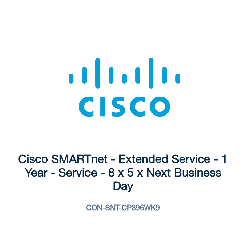 CON-SNT-CP896WK9: Cisco SMARTnet - Extended Service - 1 Year - Service - 8 x 5 x Next