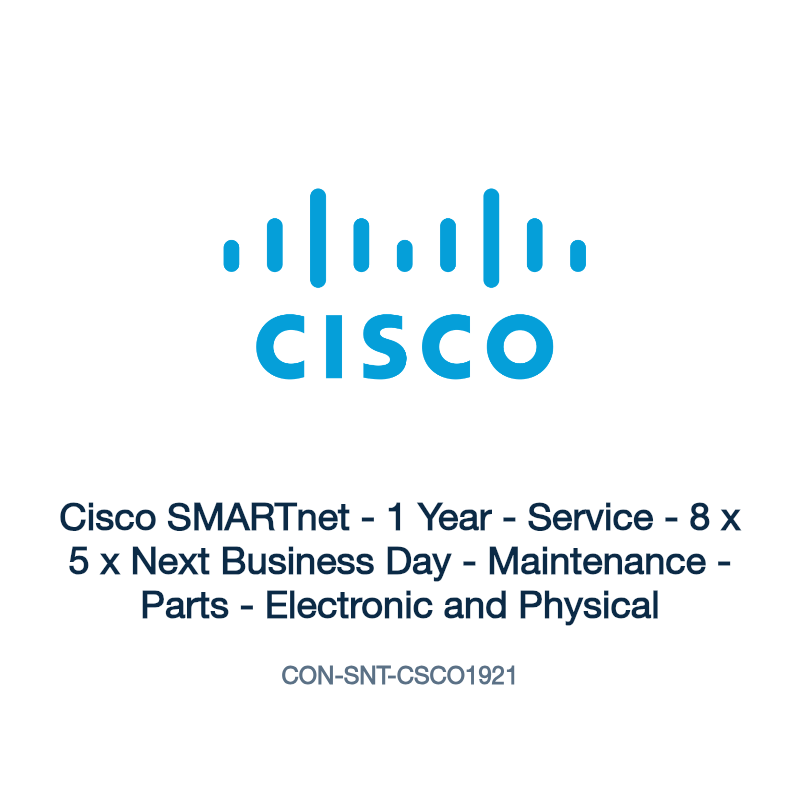 CON-SNT-CSCO1921: Cisco SMARTnet - 1 Year - Service - 8 x 5 x Next Business Day -