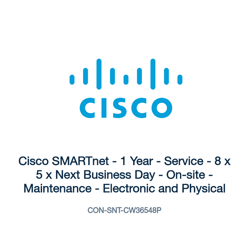 CON-SNT-CW36548P: Cisco SMARTnet - 1 Year - Service - 8 x 5 x Next Business Day -