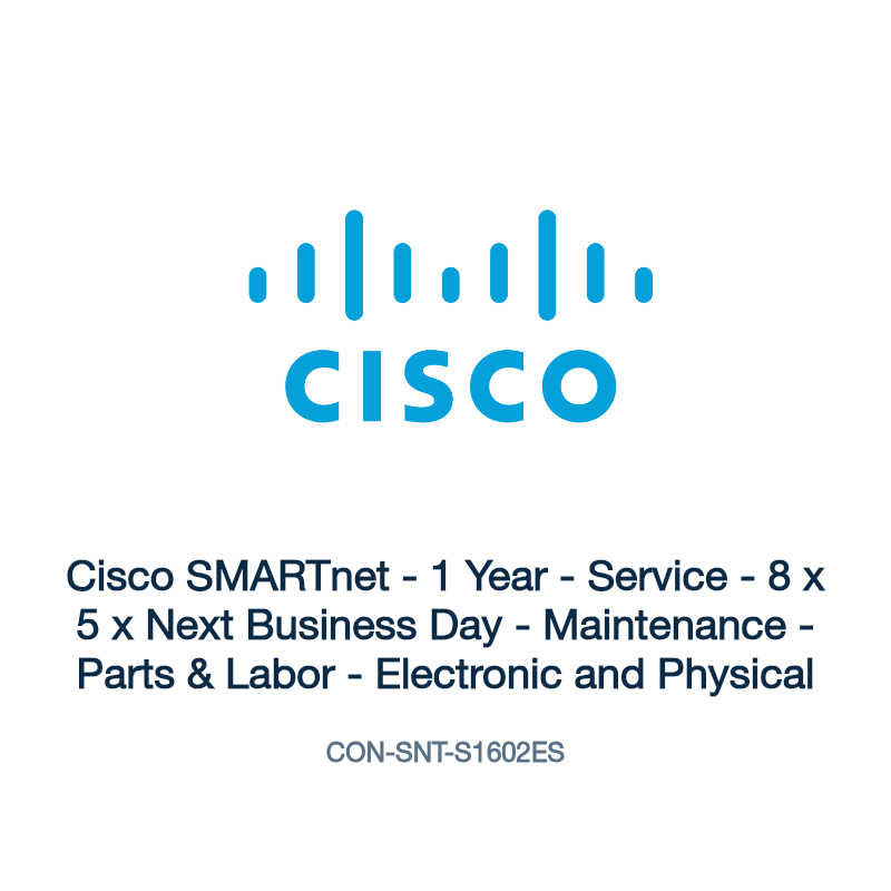 CON-SNT-S1602ES: Cisco SMARTnet - 1 Year - Service - 8 x 5 x Next Business Day -