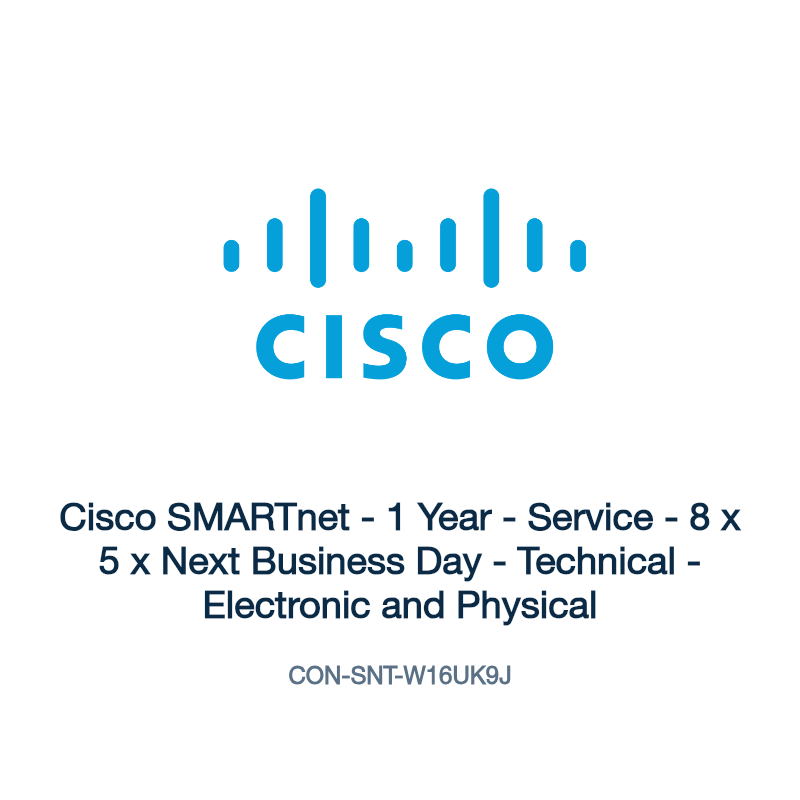 CON-SNT-W16UK9J: Cisco SMARTnet - 1 Year - Service - 8 x 5 x Next Business Day -