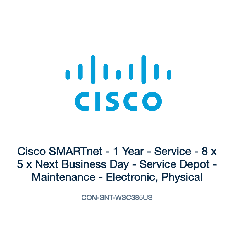 CON-SNT-WSC385US: Cisco SMARTnet - 1 Year - Service - 8 x 5 x Next Business Day -