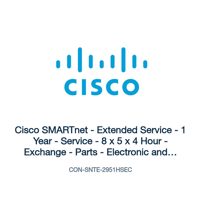 CON-SNTE-2951HSEC: Cisco SMARTnet - Extended Service - 1 Year - Service - 8 x 5 x 4 Hour
