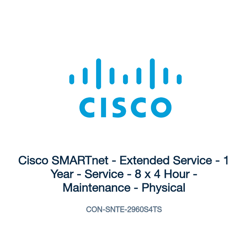 CON-SNTE-2960S4TS: Cisco SMARTnet - Extended Service - 1 Year - Service - 8 x 4 Hour