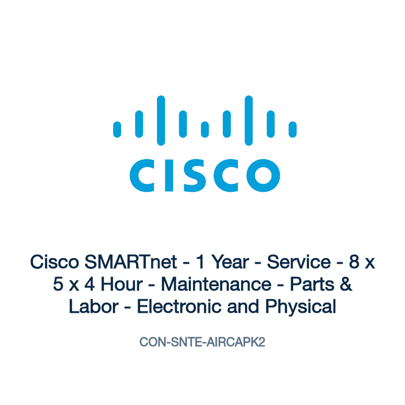 CON-SNTE-AIRCAPK2: Cisco SMARTnet - 1 Year - Service - 8 x 5 x 4 Hour - Maintenance