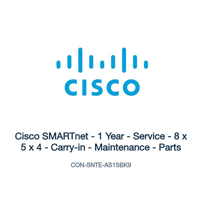CON-SNTE-AS1SBK9: Cisco SMARTnet - 1 Year - Service - 8 x 5 x 4 - Carry-in -