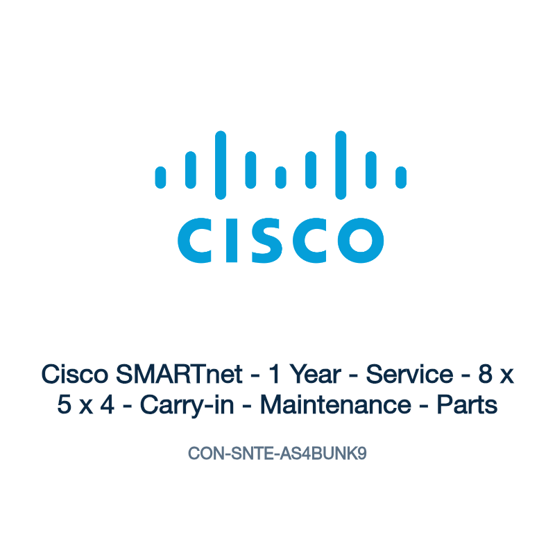 CON-SNTE-AS4BUNK9: Cisco SMARTnet - 1 Year - Service - 8 x 5 x 4 - Carry-in -