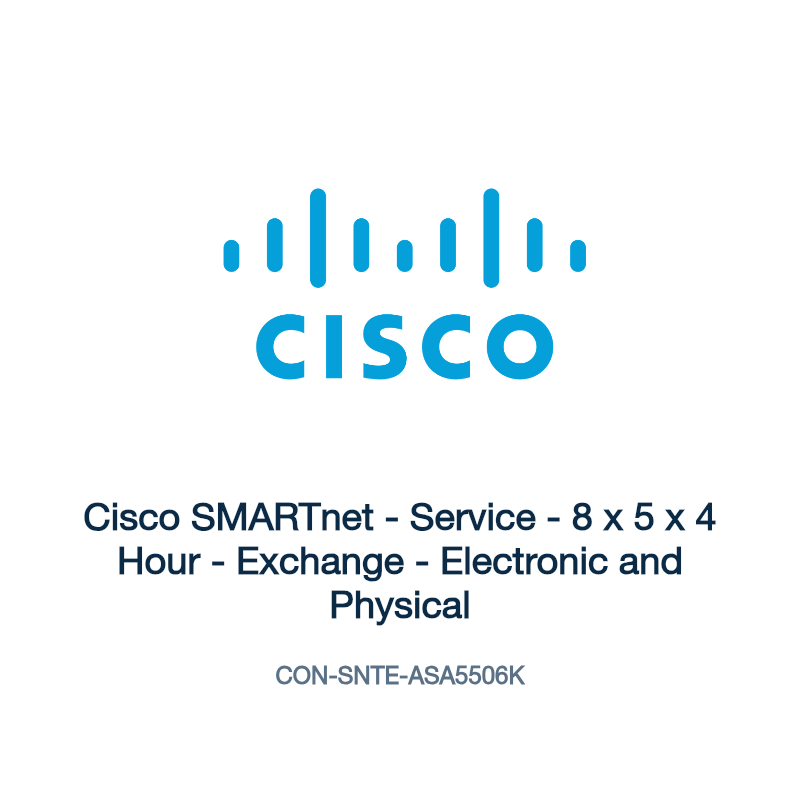 CON-SNTE-ASA5506K: Cisco SMARTnet - Service - 8 x 5 x 4 Hour - Exchange - Electronic and