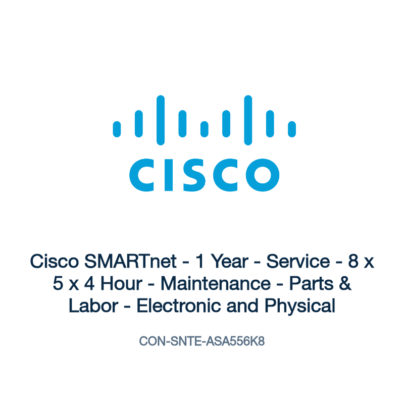 CON-SNTE-ASA556K8: Cisco SMARTnet - 1 Year - Service - 8 x 5 x 4 Hour - Maintenance