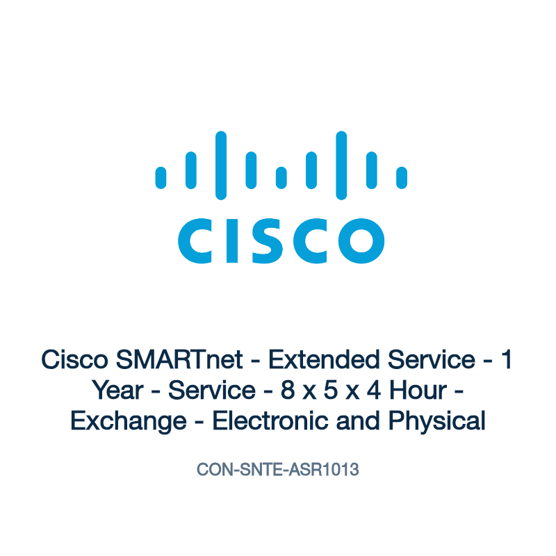 CON-SNTE-ASR1013: Cisco SMARTnet - Extended Service - 1 Year - Service - 8 x 5 x 4 Hour