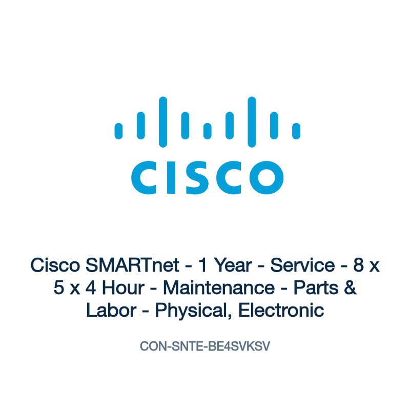 CON-SNTE-BE4SVKSV: Cisco SMARTnet - 1 Year - Service - 8 x 5 x 4 Hour - Maintenance