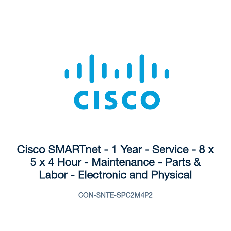 CON-SNTE-SPC2M4P2: Cisco SMARTnet - 1 Year - Service - 8 x 5 x 4 Hour - Maintenance