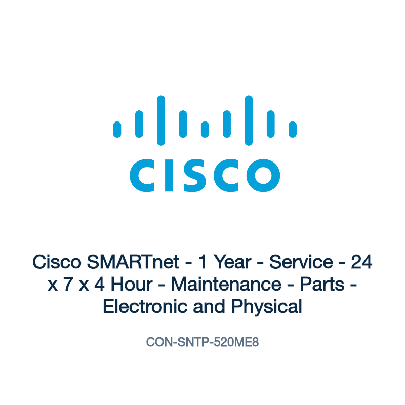 CON-SNTP-520ME8: Cisco SMARTnet - 1 Year - Service - 24 x 7 x 4 Hour - Maintenance -