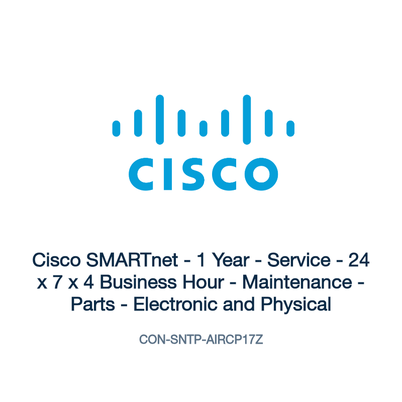 CON-SNTP-AIRCP17Z: Cisco SMARTnet - 1 Year - Service - 24 x 7 x 4 Business Hour -