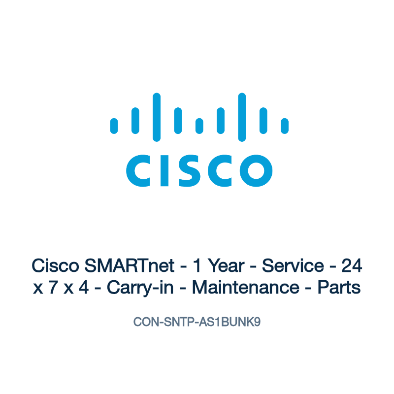 CON-SNTP-AS1BUNK9: Cisco SMARTnet - 1 Year - Service - 24 x 7 x 4 - Carry-in -