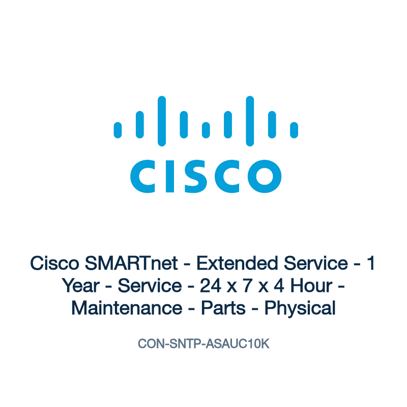 CON-SNTP-ASAUC10K: Cisco SMARTnet - Extended Service - 1 Year - Service - 24 x 7 x 4 Hour