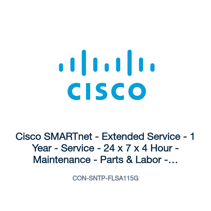 CON-SNTP-FLSA115G: Cisco SMARTnet - Extended Service - 1 Year - Service - 24 x 7 x 4 Hour