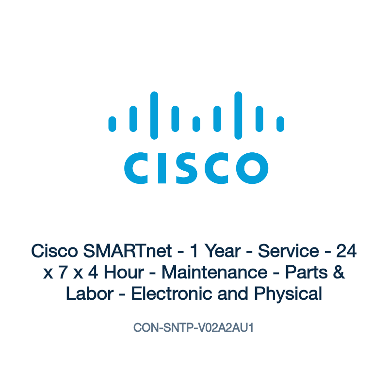 CON-SNTP-V02A2AU1: Cisco SMARTnet - 1 Year - Service - 24 x 7 x 4 Hour - Maintenance