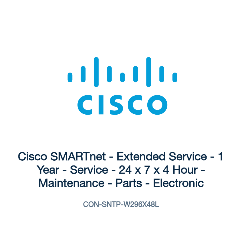 CON-SNTP-W296X48L: Cisco SMARTnet - Extended Service - 1 Year - Service - 24 x 7 x 4 Hour