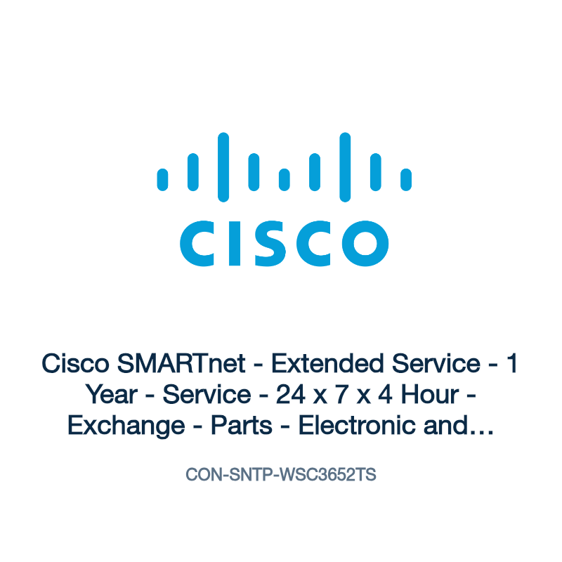CON-SNTP-WSC3652TS: Cisco SMARTnet - Extended Service - 1 Year - Service - 24 x 7 x 4 Hour