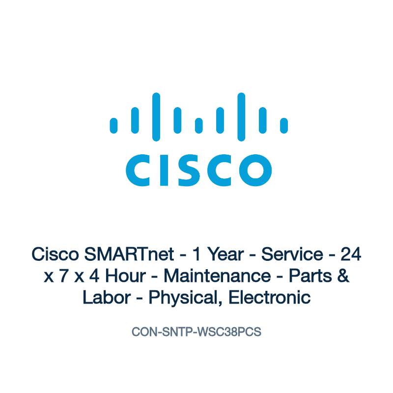 CON-SNTP-WSC38PCS: Cisco SMARTnet - 1 Year - Service - 24 x 7 x 4 Hour - Maintenance