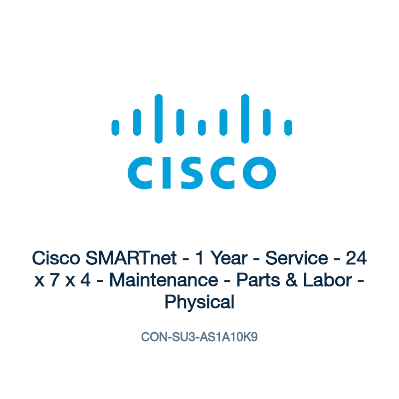 CON-SU3-AS1A10K9: Cisco SMARTnet - 1 Year - Service - 24 x 7 x 4 - Maintenance - Parts