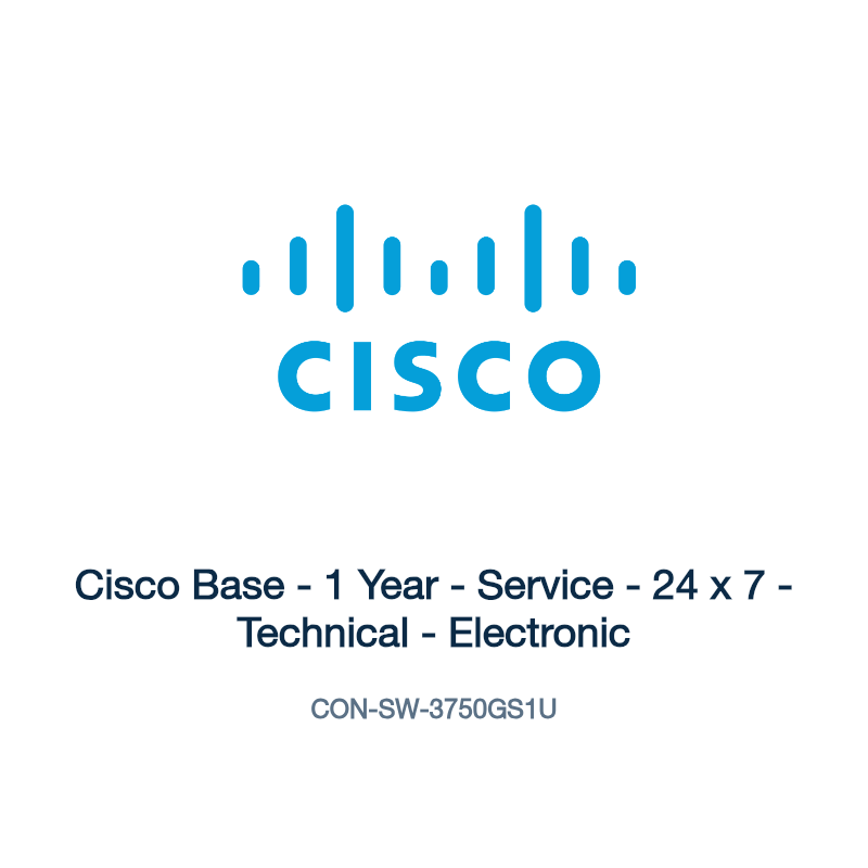 CON-SW-3750GS1U: Cisco Base - 1 Year - Service - 24 x 7 - Technical - Electronic