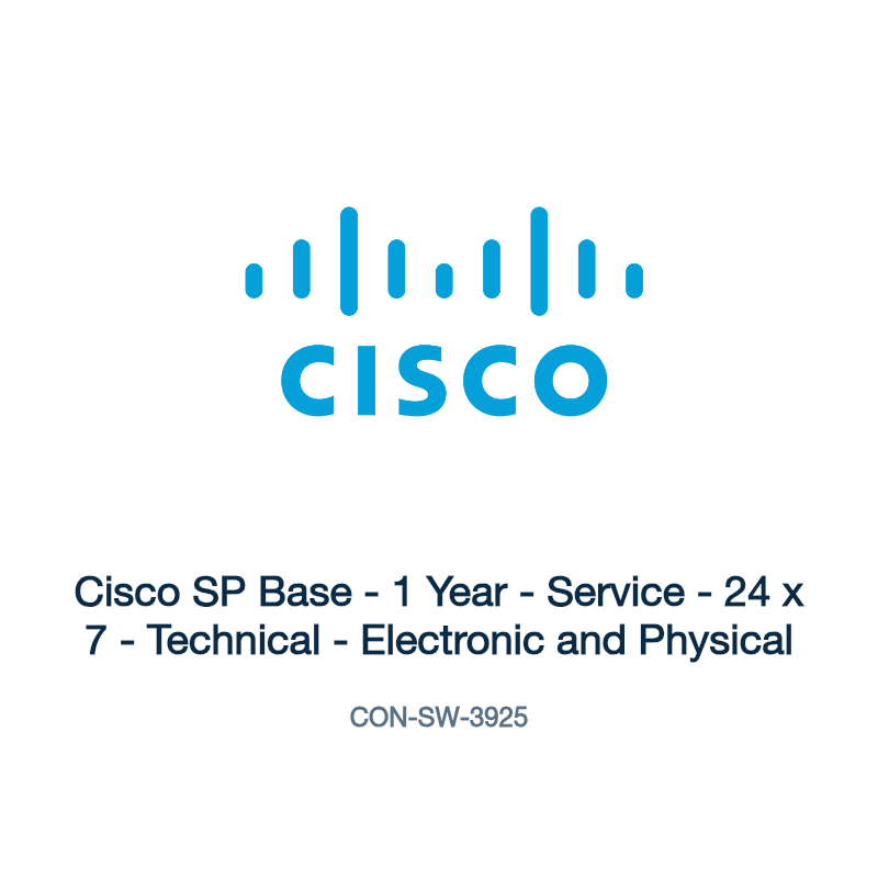 CON-SW-3925: Cisco SP Base - 1 Year - Service - 24 x 7 - Technical - Electronic