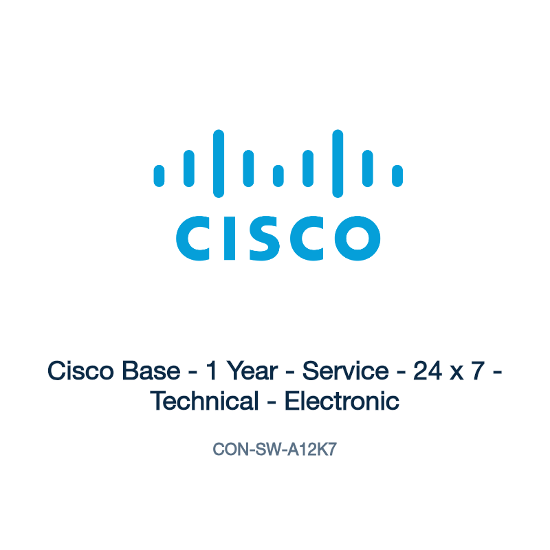 CON-SW-A12K7: Cisco Base - 1 Year - Service - 24 x 7 - Technical - Electronic