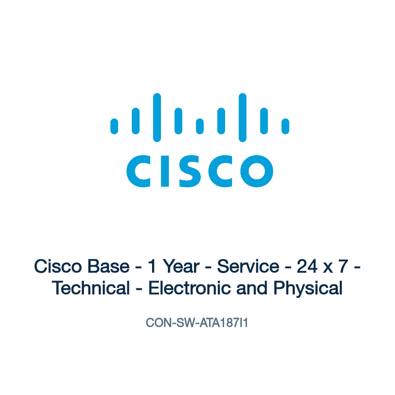 CON-SW-ATA187I1: Cisco Base - 1 Year - Service - 24 x 7 - Technical - Electronic and