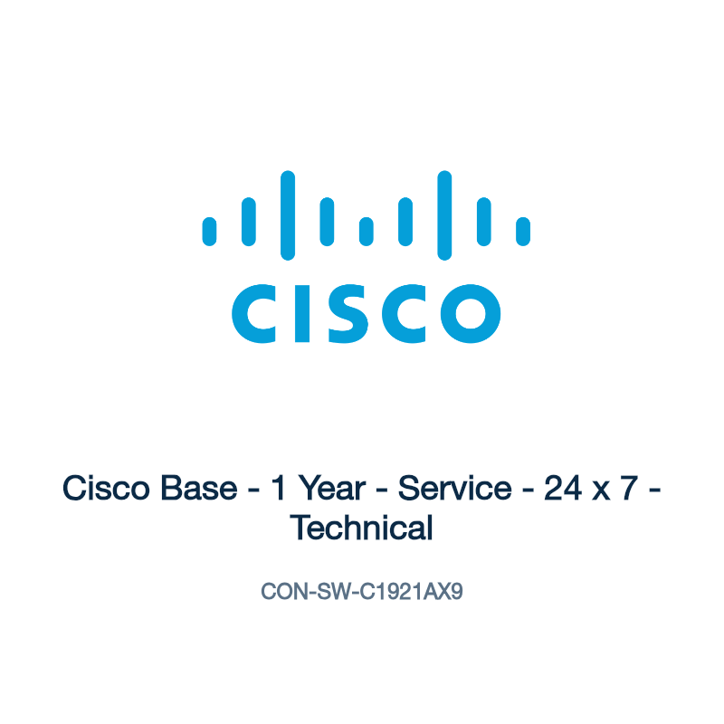CON-SW-C1921AX9: Cisco Base - 1 Year - Service - 24 x 7 - Technical