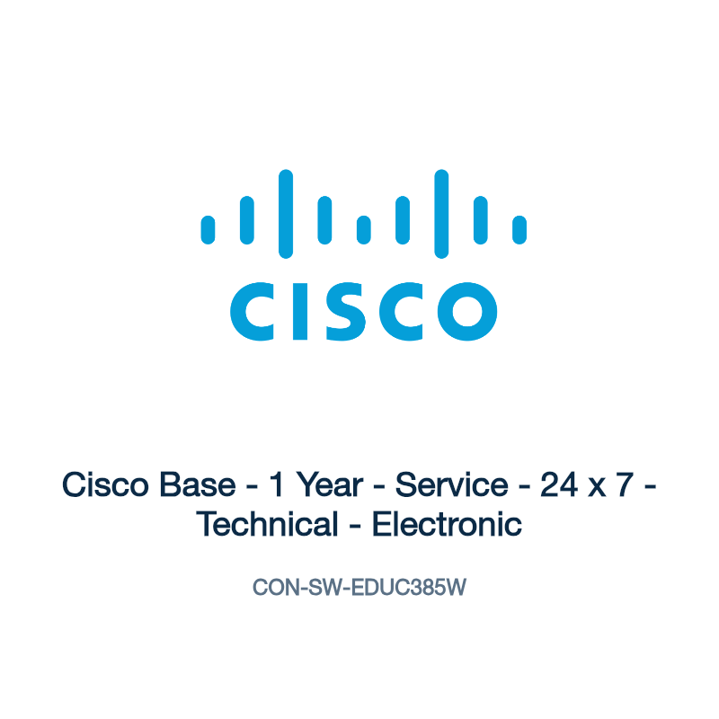 CON-SW-EDUC385W: Cisco Base - 1 Year - Service - 24 x 7 - Technical - Electronic