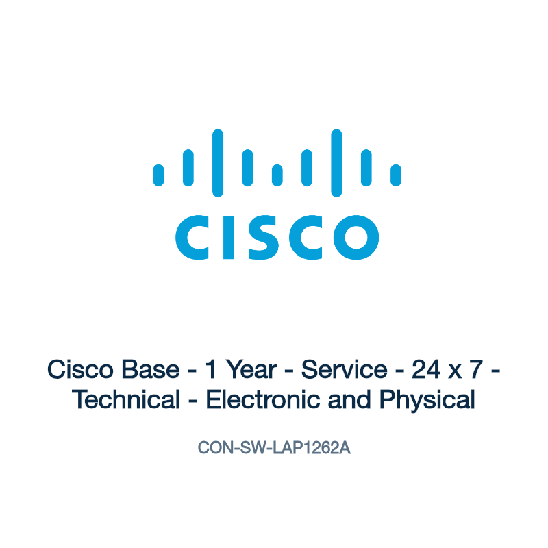 CON-SW-LAP1262A: Cisco Base - 1 Year - Service - 24 x 7 - Technical - Electronic and