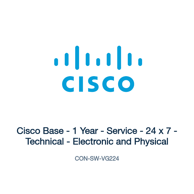 CON-SW-VG224: Cisco Base - 1 Year - Service - 24 x 7 - Technical - Electronic and