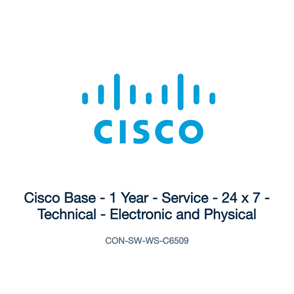 CON-SW-WS-C6509: Cisco Base - 1 Year - Service - 24 x 7 - Technical - Electronic and