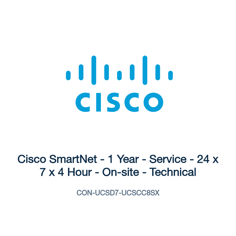 CON-UCSD7-UCSCC8SX: Cisco SmartNet - 1 Year - Service - 24 x 7 x 4 Hour - On-site -