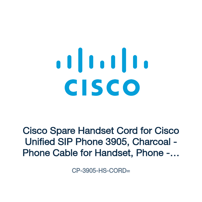 CP-3905-HS-CORD=: Cisco Spare Handset Cord for Cisco Unified SIP Phone 3905, Charcoal